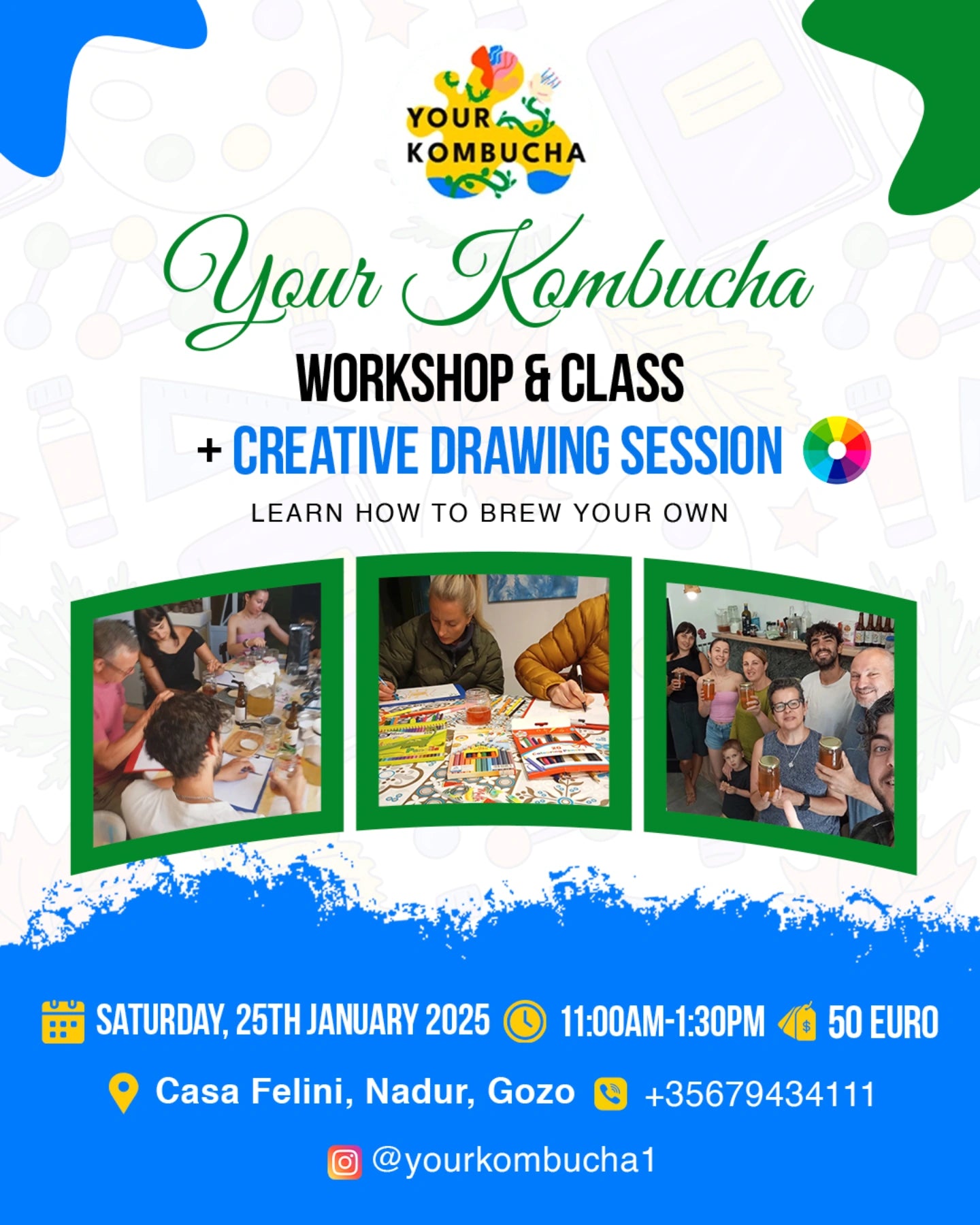 Your Kombucha - Workshop, Class & Creative Drawing Session 🎨🫙